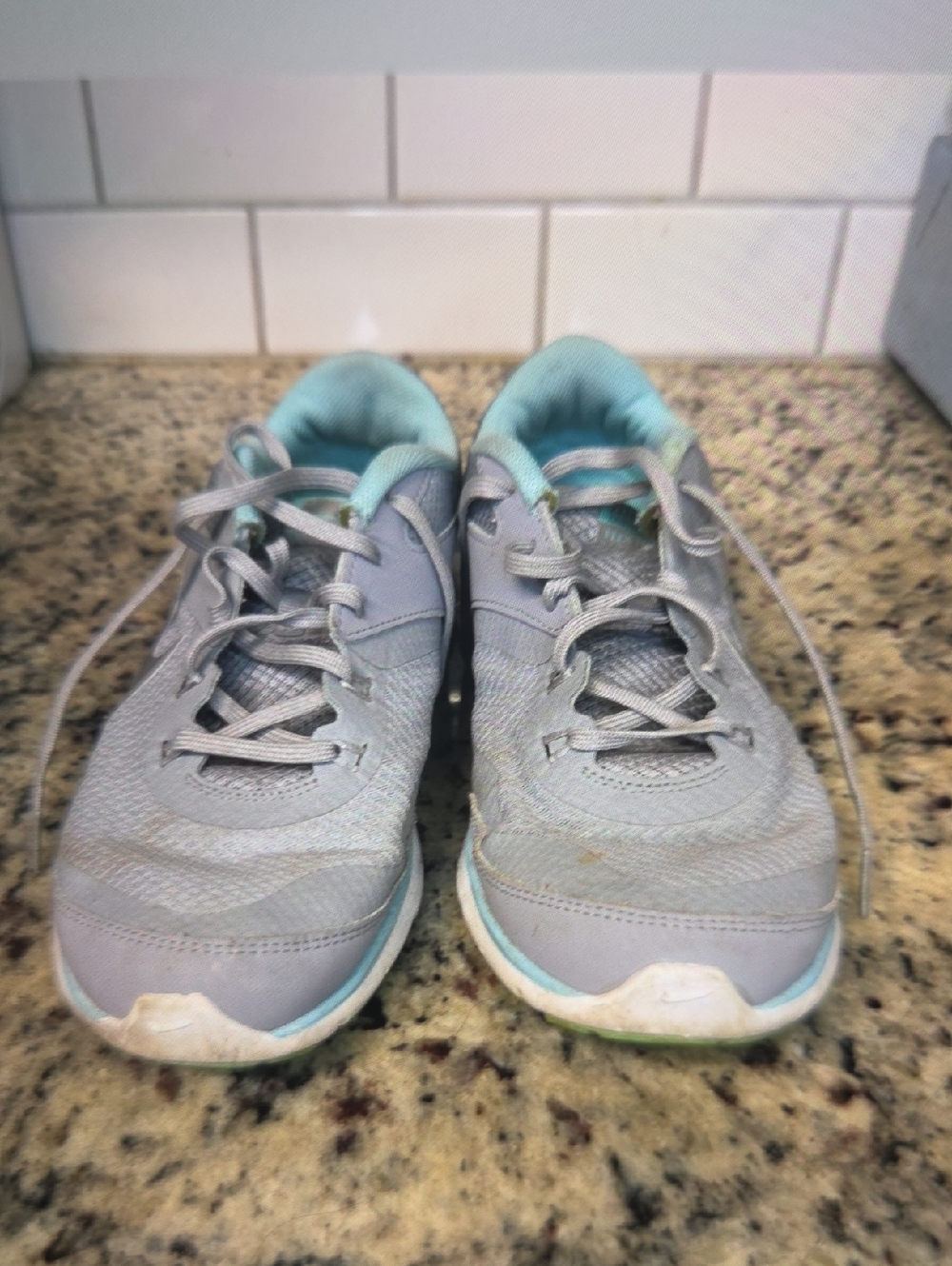 Nike Women’s Light Gray and Mint Green Athletic Sneakers